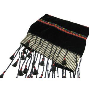 Handcrafted / Alburgan Handicrafts Large Long Shawl Velvet Runner Fringe Silk